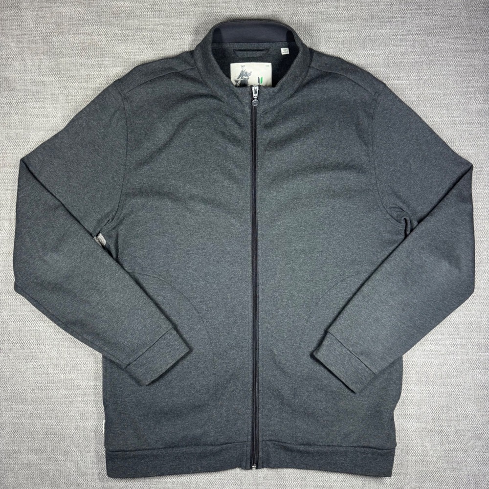 Linksoul Mens Gray Full Zip Jacket Mock Neck Luxury Cotton Golf Size M